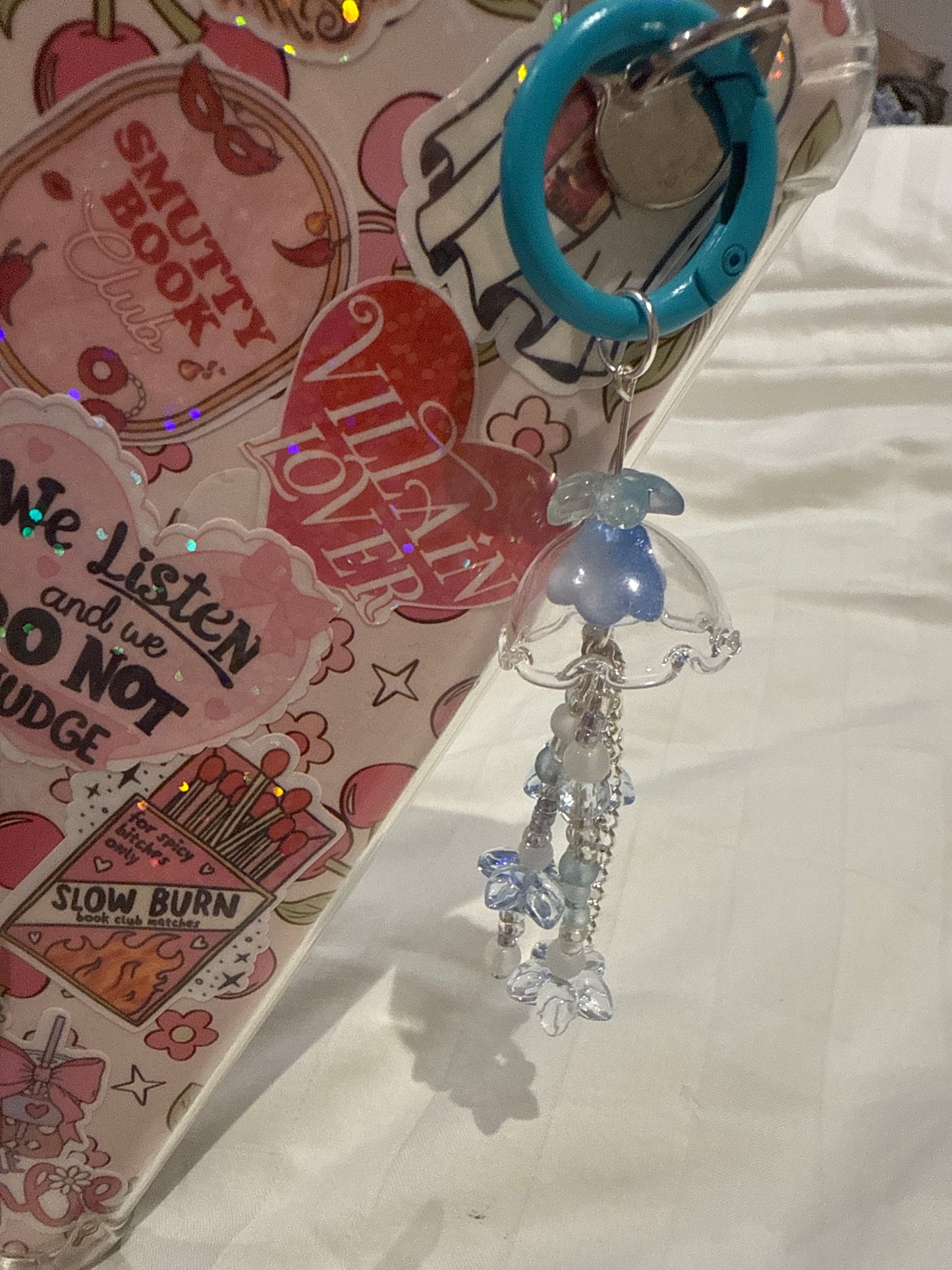Kindle Charm/keychain - blue jellyfish