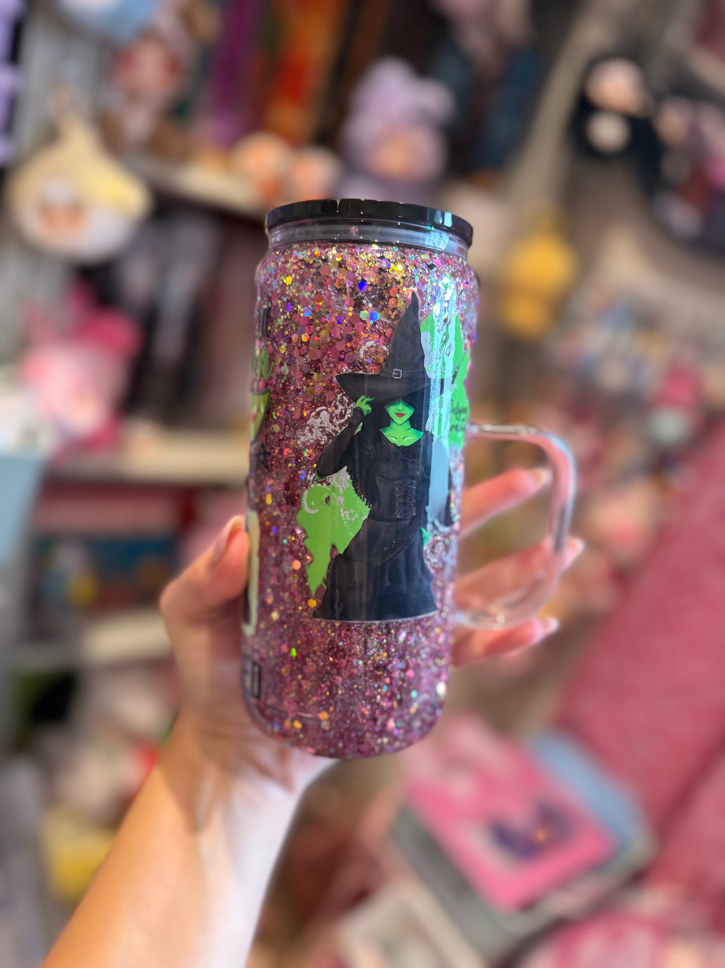 Wicked Glass Handled snowglobe tumbler