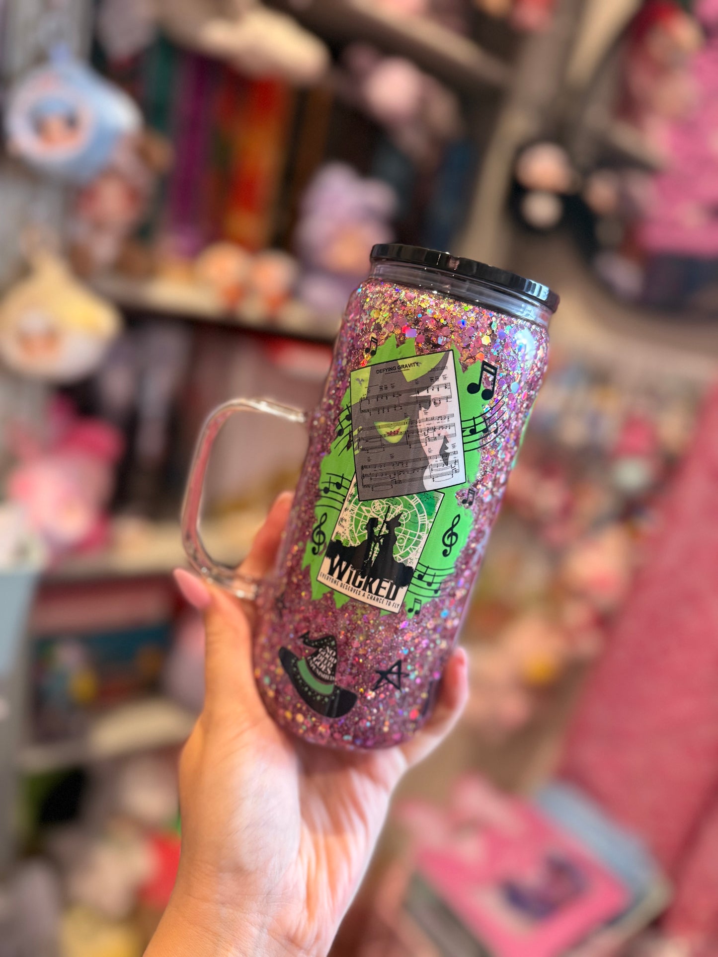 Wicked Glass Handled snowglobe tumbler