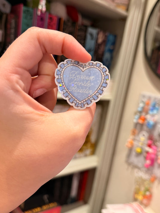 Gentle reader glitter sticker