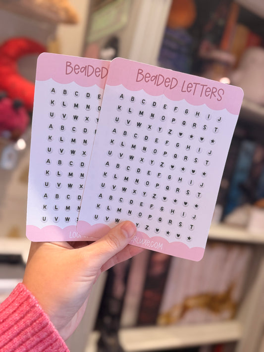 Beaded letters sticker sheet
